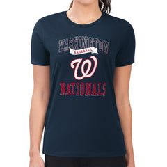 Washington Nationals G-III 4Her by Carl Banks Women's Super-Slim Fit Lightweight Team Logo Graphic T-Shirt Navy
