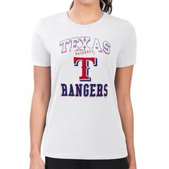Texas Rangers G-III 4Her by Carl Banks Women's Super-Slim Fit Lightweight Team Logo Graphic T-Shirt White