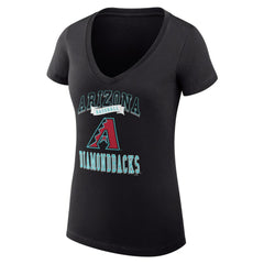 Arizona Diamondbacks G-III 4Her by Carl Banks Women's Super-Slim Fit Lightweight Team Logo Graphic V-Neck T-Shirt Black
