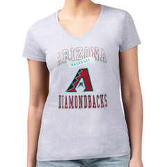 Arizona Diamondbacks G-III 4Her by Carl Banks Women's Super-Slim Fit Lightweight Team Logo Graphic V-Neck T-Shirt Heather Gray