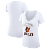 Baltimore Orioles G-III 4Her by Carl Banks Women's Super-Slim Fit Lightweight Team Logo Graphic V-Neck T-Shirt White