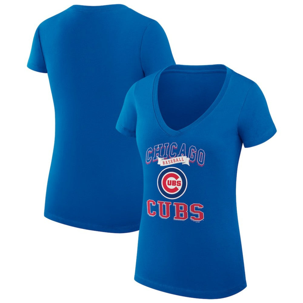 Chicago Cubs G-III 4Her by Carl Banks Women's Super-Slim Fit Lightweight Team Logo Graphic V-Neck T-Shirt Royal