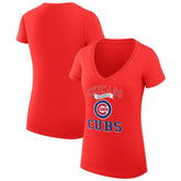 Chicago Cubs G-III 4Her by Carl Banks Women's Super-Slim Fit Lightweight Team Logo Graphic V-Neck T-Shirt Red