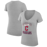 Cleveland Guardians G-III 4Her by Carl Banks Women's Super-Slim Fit Lightweight Team Logo Graphic V-Neck T-Shirt Heather Gray