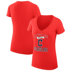 Cleveland Guardians G-III 4Her by Carl Banks Women's Super-Slim Fit Lightweight Team Logo Graphic V-Neck T-Shirt Red