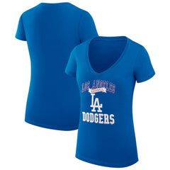 Los Angeles Dodgers G-III 4Her by Carl Banks Women's Super-Slim Fit Lightweight Team Logo Graphic V-Neck T-Shirt Royal