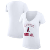 Los Angeles Angels G-III 4Her by Carl Banks Women's Super-Slim Fit Lightweight Team Logo Graphic V-Neck T-Shirt White