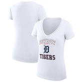Detroit Tigers G-III 4Her by Carl Banks Women's Super-Slim Fit Lightweight Team Logo Graphic V-Neck T-Shirt White