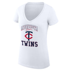 Minnesota Twins G-III 4Her by Carl Banks Women's Super-Slim Fit Lightweight Team Logo Graphic V-Neck T-Shirt White