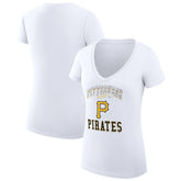 Pittsburgh Pirates G-III 4Her by Carl Banks Women's Super-Slim Fit Lightweight Team Logo Graphic V-Neck T-Shirt White
