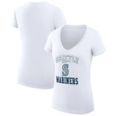 Seattle Mariners G-III 4Her by Carl Banks Women's Super-Slim Fit Lightweight Team Logo Graphic V-Neck T-Shirt White