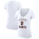 San Francisco Giants G-III 4Her by Carl Banks Women's Super-Slim Fit Lightweight Team Logo Graphic V-Neck T-Shirt White