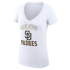 San Diego Padres G-III 4Her by Carl Banks Women's Super-Slim Fit Lightweight Team Logo Graphic V-Neck T-Shirt White
