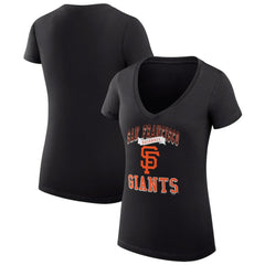 San Francisco Giants G-III 4Her by Carl Banks Women's Super-Slim Fit Lightweight Team Logo Graphic V-Neck T-Shirt Black