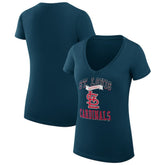 St. Louis Cardinals G-III 4Her by Carl Banks Women's Super-Slim Fit Lightweight Team Logo Graphic V-Neck T-Shirt Navy