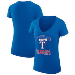 Texas Rangers G-III 4Her by Carl Banks Women's Super-Slim Fit Lightweight Team Logo Graphic V-Neck T-Shirt Royal