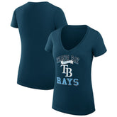 Tampa Bay Rays G-III 4Her by Carl Banks Women's Super-Slim Fit Lightweight Team Logo Graphic V-Neck T-Shirt Navy