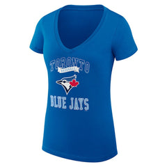 Toronto Blue Jays G-III 4Her by Carl Banks Women's Super-Slim Fit Lightweight Team Logo Graphic V-Neck T-Shirt Royal