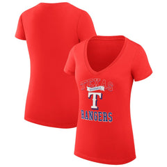 Texas Rangers G-III 4Her by Carl Banks Women's Super-Slim Fit Lightweight Team Logo Graphic V-Neck T-Shirt Red