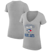 Toronto Blue Jays G-III 4Her by Carl Banks Women's Super-Slim Fit Lightweight Team Logo Graphic V-Neck T-Shirt Heather Gray