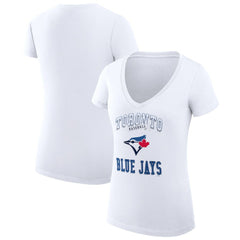 Toronto Blue Jays G-III 4Her by Carl Banks Women's Super-Slim Fit Lightweight Team Logo Graphic V-Neck T-Shirt White