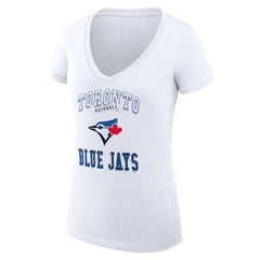 Toronto Blue Jays G-III 4Her by Carl Banks Women's Super-Slim Fit Lightweight Team Logo Graphic V-Neck T-Shirt White