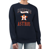 Houston Astros G-III 4Her by Carl Banks Women's Team Logo Graphic Tri-Blend Fleece Pullover Sweatshirt Navy