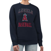 Los Angeles Angels G-III 4Her by Carl Banks Women's Team Logo Graphic Tri-Blend Fleece Pullover Sweatshirt Navy