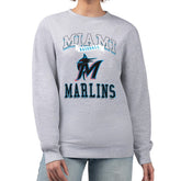 Miami Marlins G-III 4Her by Carl Banks Women's Team Logo Graphic Tri-Blend Fleece Pullover Sweatshirt Heather Gray