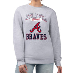 Atlanta Braves G-III 4Her by Carl Banks Women's Team Logo Graphic Tri-Blend Fleece Pullover Sweatshirt Heather Gray