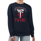 Minnesota Twins G-III 4Her by Carl Banks Women's Team Logo Graphic Tri-Blend Fleece Pullover Sweatshirt Navy
