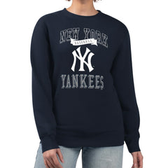 New York Yankees G-III 4Her by Carl Banks Women's Team Logo Graphic Tri-Blend Fleece Pullover Sweatshirt Navy