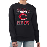 Cincinnati Reds G-III 4Her by Carl Banks Women's Team Logo Graphic Tri-Blend Fleece Pullover Sweatshirt Black