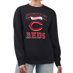 Cincinnati Reds G-III 4Her by Carl Banks Women's Team Logo Graphic Tri-Blend Fleece Pullover Sweatshirt Black