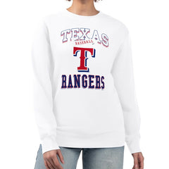 Texas Rangers G-III 4Her by Carl Banks Women's Team Logo Graphic Tri-Blend Fleece Pullover Sweatshirt White