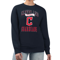 Cleveland Guardians G-III 4Her by Carl Banks Women's Team Logo Graphic Tri-Blend Fleece Pullover Sweatshirt Navy