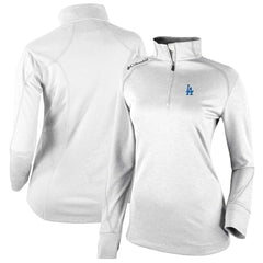 Los Angeles Dodgers Women's Cooperstown Collection Shotgun 2.0 Omni-Wick Quarter-Zip Top - White