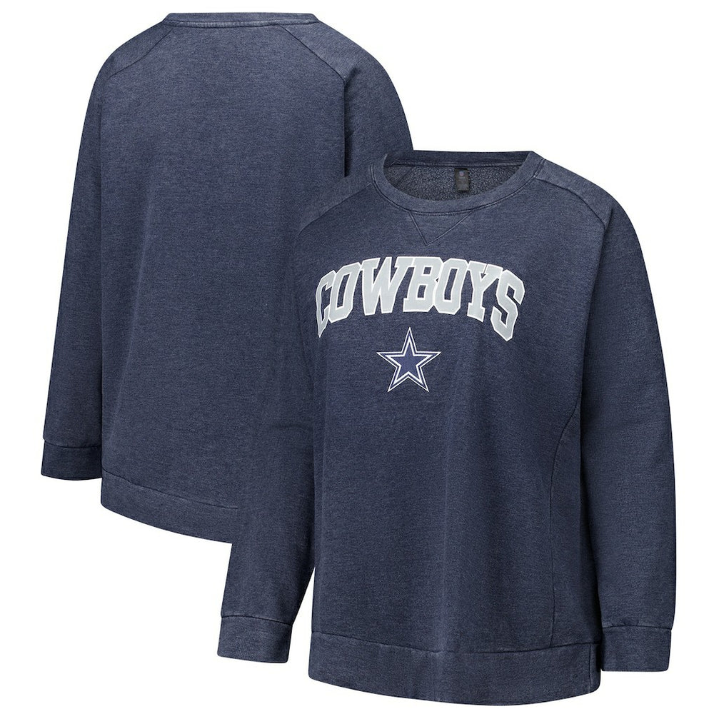 Dallas Cowboys Profile Women's Plus Size Acid Wash Raglan Sweatshirt - Navy cheap