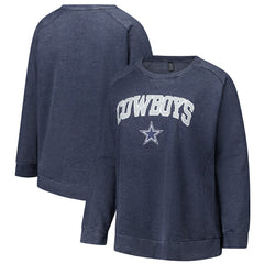 Dallas Cowboys Profile Women's Plus Size Acid Wash Raglan Sweatshirt - Navy cheap