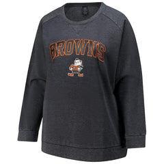 Cleveland Browns Profile Women's Plus Size Acid Wash Raglan Sweatshirt - Charcoal sale