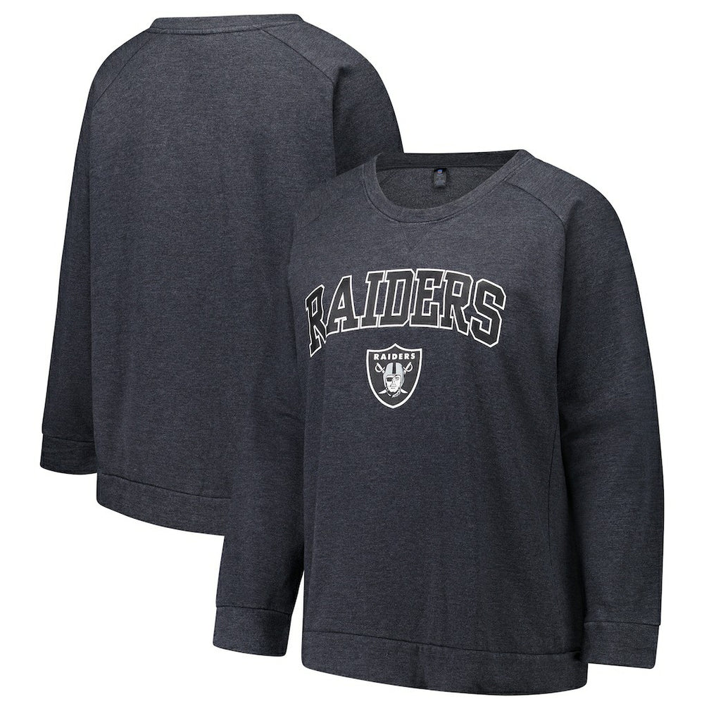 Las Vegas Raiders Profile Women's Plus Size Acid Wash Raglan Sweatshirt - Charcoal on sale