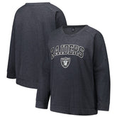 Las Vegas Raiders Profile Women's Plus Size Acid Wash Raglan Sweatshirt - Charcoal on sale