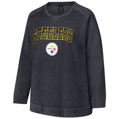 Pittsburgh Steelers Profile Women's Plus Size Acid Wash Raglan Sweatshirt - Charcoal online