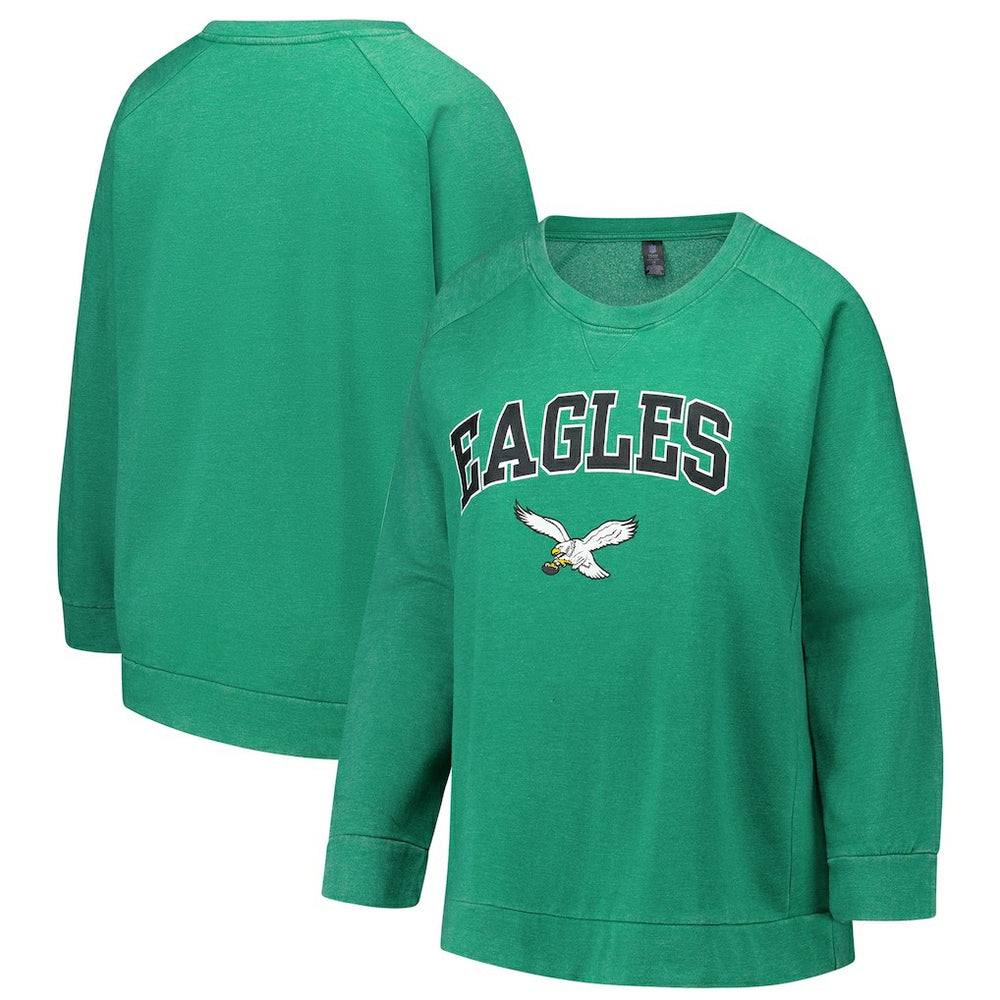 Philadelphia Eagles Profile Women's Plus Size Acid Wash Raglan Sweatshirt - Kelly Green cheap