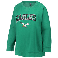 Philadelphia Eagles Profile Women's Plus Size Acid Wash Raglan Sweatshirt - Kelly Green cheap