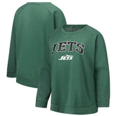 New York Jets Profile Women's Plus Size Acid Wash Raglan Sweatshirt - Heather Green for sale