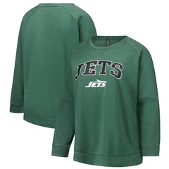 New York Jets Profile Women's Plus Size Acid Wash Raglan Sweatshirt - Heather Green for sale