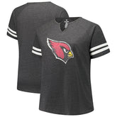 Arizona Cardinals Women's Plus Size Logo Striped Raglan Notch Neck T-Shirt - Charcoal sale