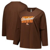 Cleveland Browns Women's Long Sleeve Scoop Neck T-Shirt - Brown sale