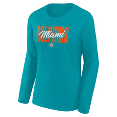 Miami Dolphins Women's Long Sleeve Scoop Neck T-Shirt - Aqua on sale
